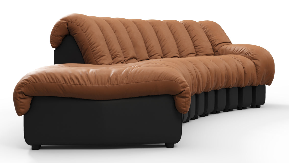 DS 600 - DS 600 Small Open End Sofa, Left, Vintage Tan and Black Vegan Leather