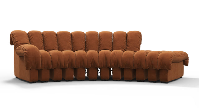 DS 600 - DS 600 Small Open End Sofa, Right, Burnt Orange Vegan Suede