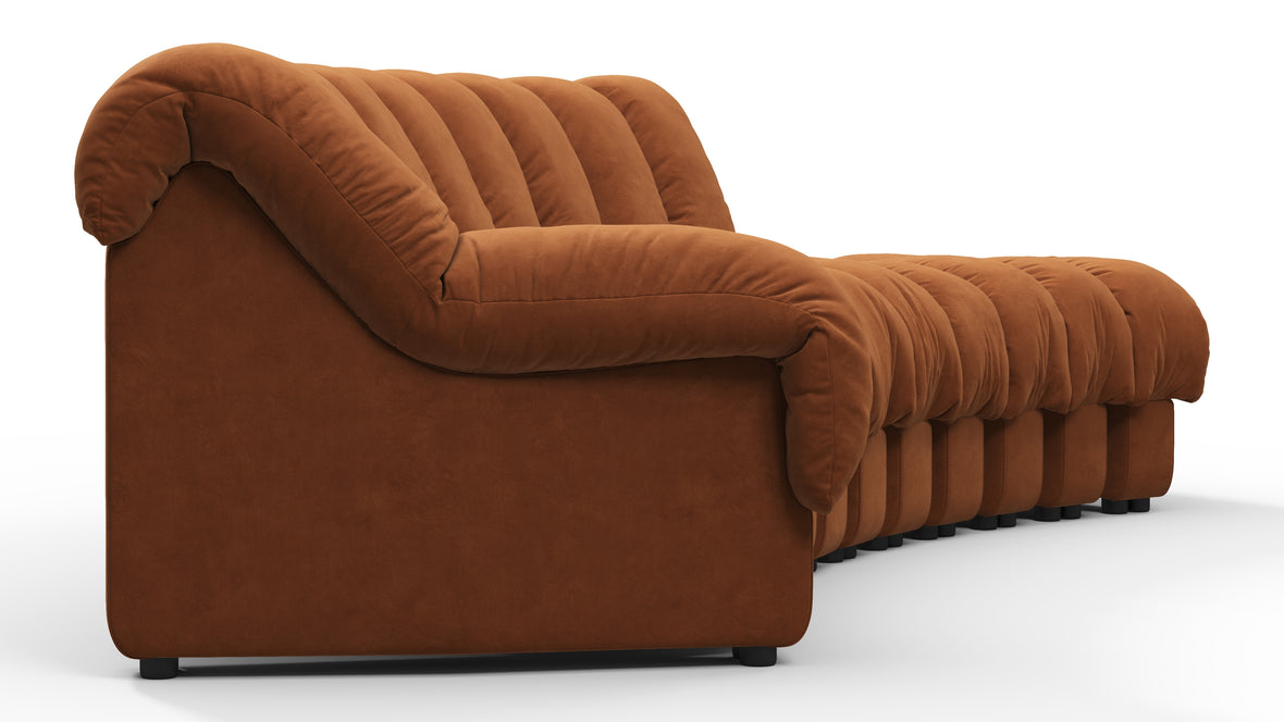 DS 600 - DS 600 Small Open End Sofa, Right, Burnt Orange Vegan Suede