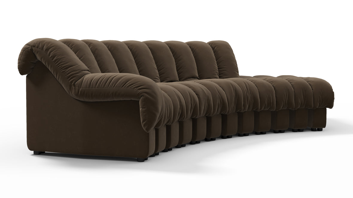 DS 600 - DS 600 Small Open End Sofa, Right, Distressed Brown Vegan Leather