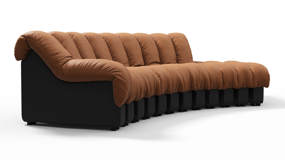 DS 600 - DS 600 Small Open End Sofa, Right, Vintage Tan and Black Vegan Leather