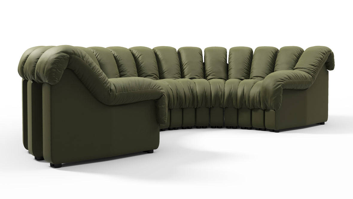 DS 600 - DS 600 Sectional, U Shape, Deep Olive Vegan Leather