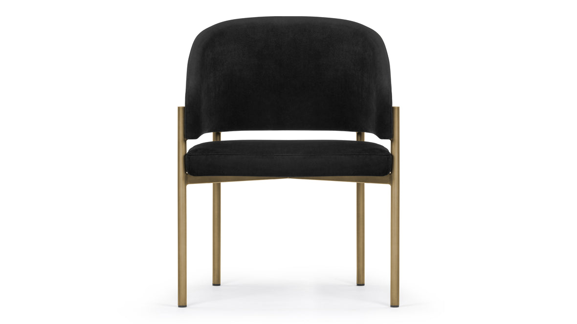 Esme - Esme Dining Chair, Black Plush Velvet and Brushed Brass