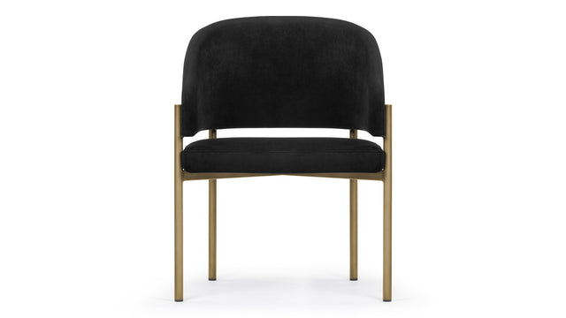 Esme - Esme Dining Chair, Black Plush Velvet and Brushed Brass