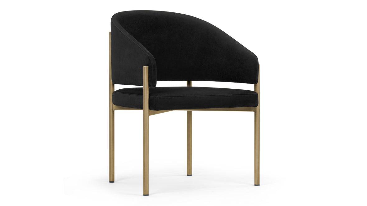 Esme - Esme Dining Chair, Black Plush Velvet and Brushed Brass