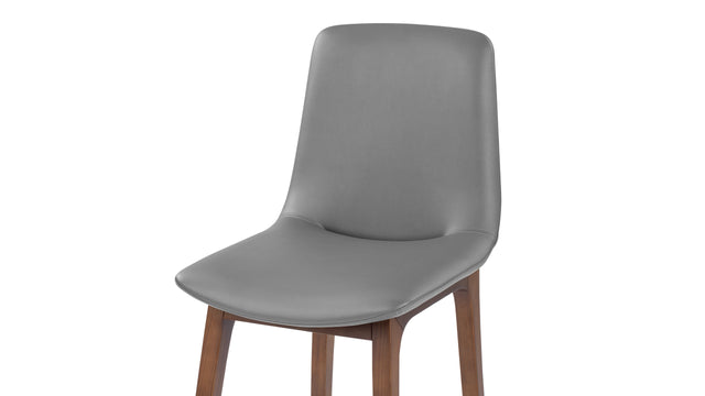 LeBlanc - LeBlanc Side Chair, Glacier Gray Vegan Leather and Walnut