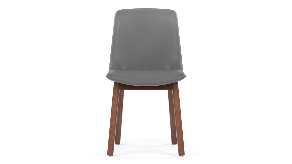 LeBlanc - LeBlanc Side Chair, Glacier Gray Vegan Leather and Walnut