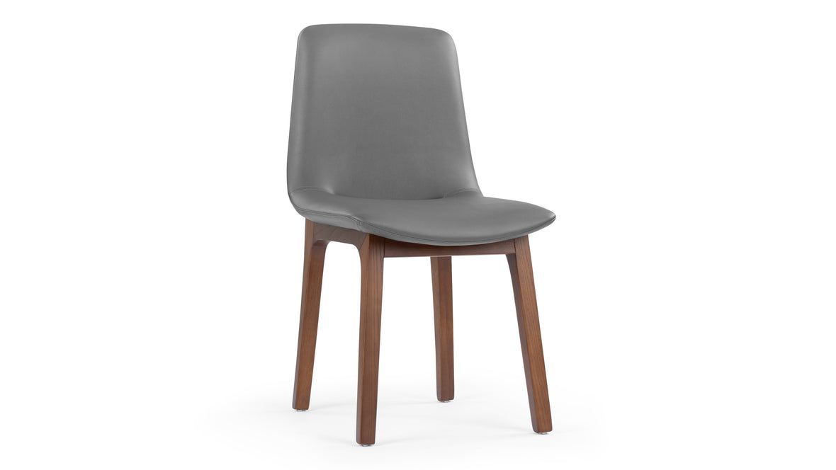 LeBlanc - LeBlanc Side Chair, Glacier Gray Vegan Leather and Walnut