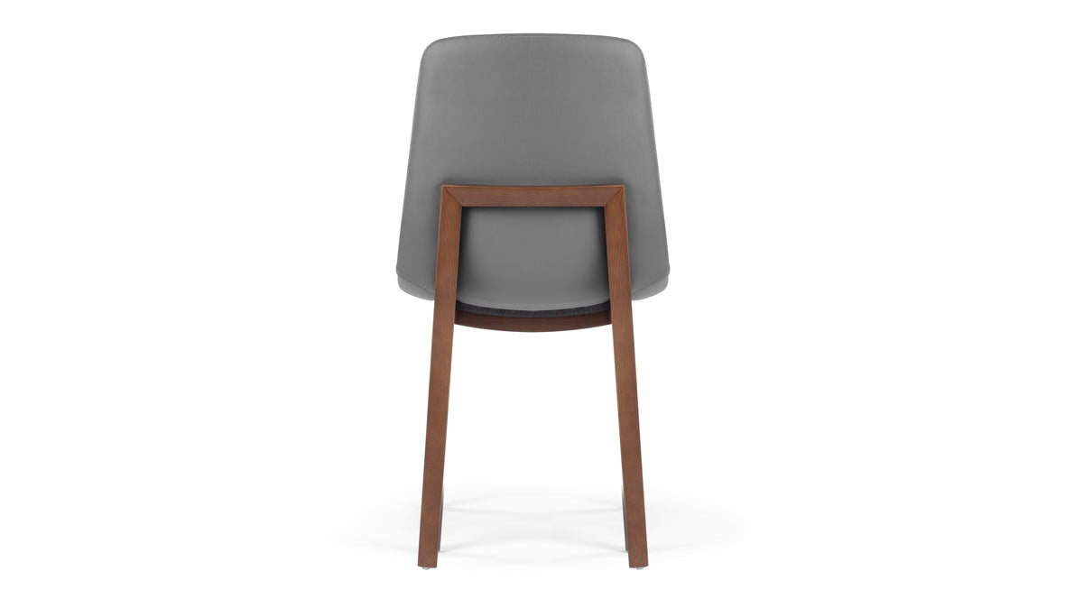 LeBlanc - LeBlanc Side Chair, Glacier Gray Vegan Leather and Walnut