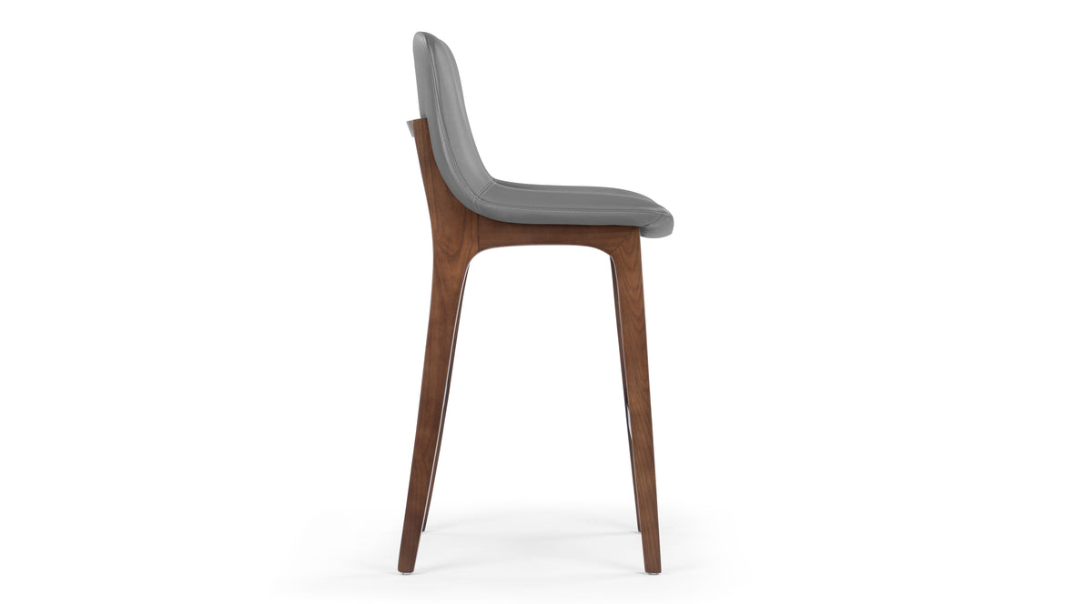 LeBlanc - LeBlanc Counter Stool, Glacier Gray Vegan Leather and Walnut