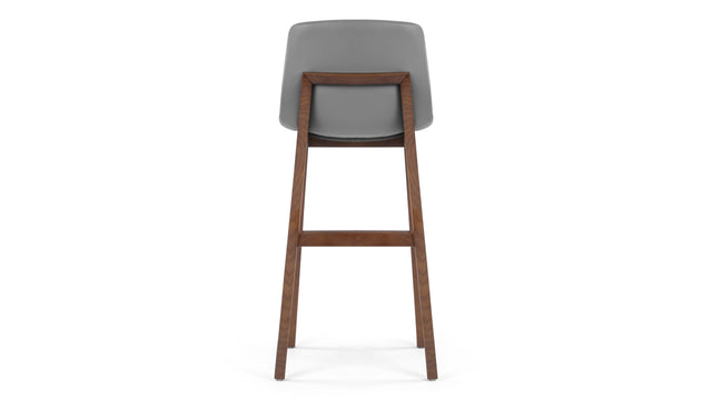 LeBlanc - LeBlanc Bar Stool, Glacier Gray Vegan Leather and Walnut