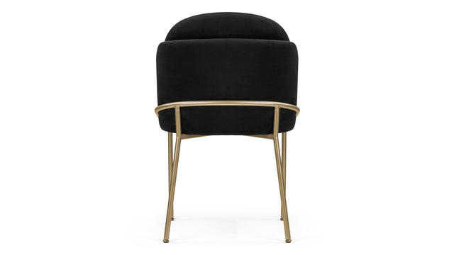 Aben - Aben Dining Chair, Black Plush Velvet and Brushed Brass