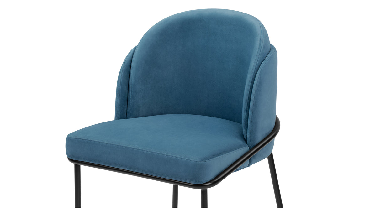 Aben - Aben Dining Chair, Aegean Blue Velvet and Black