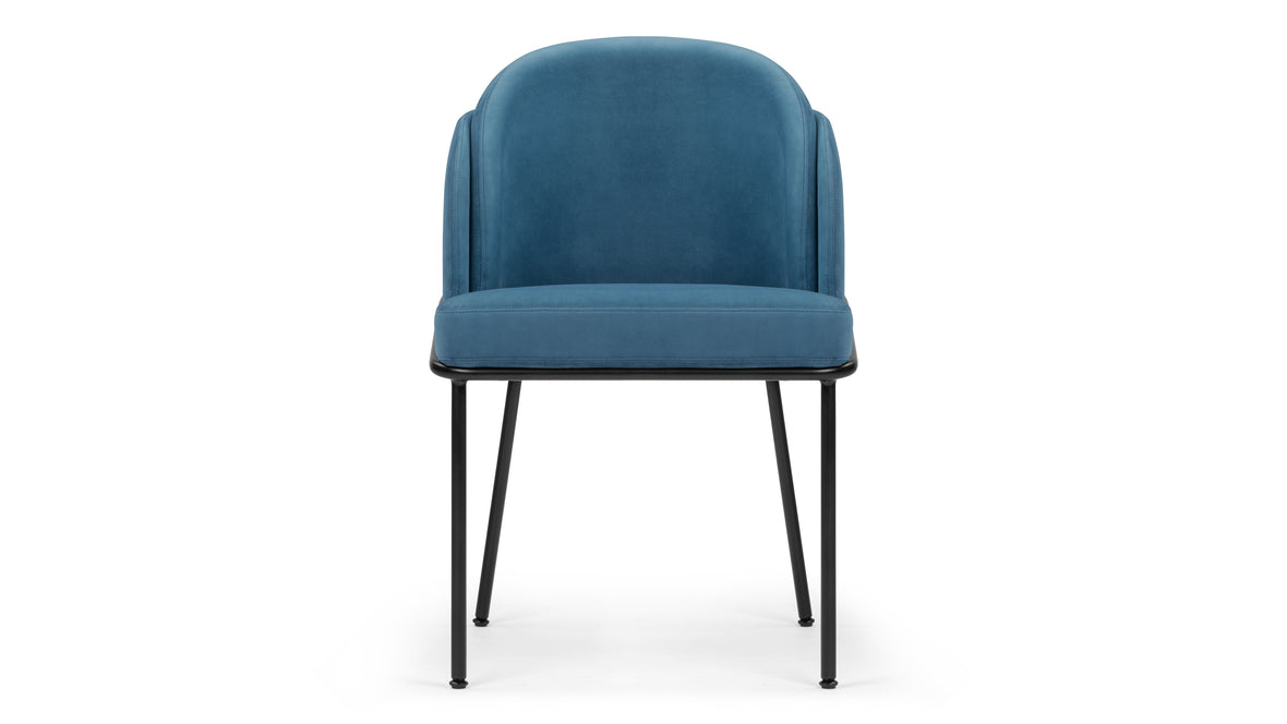 Aben - Aben Dining Chair, Aegean Blue Velvet and Black