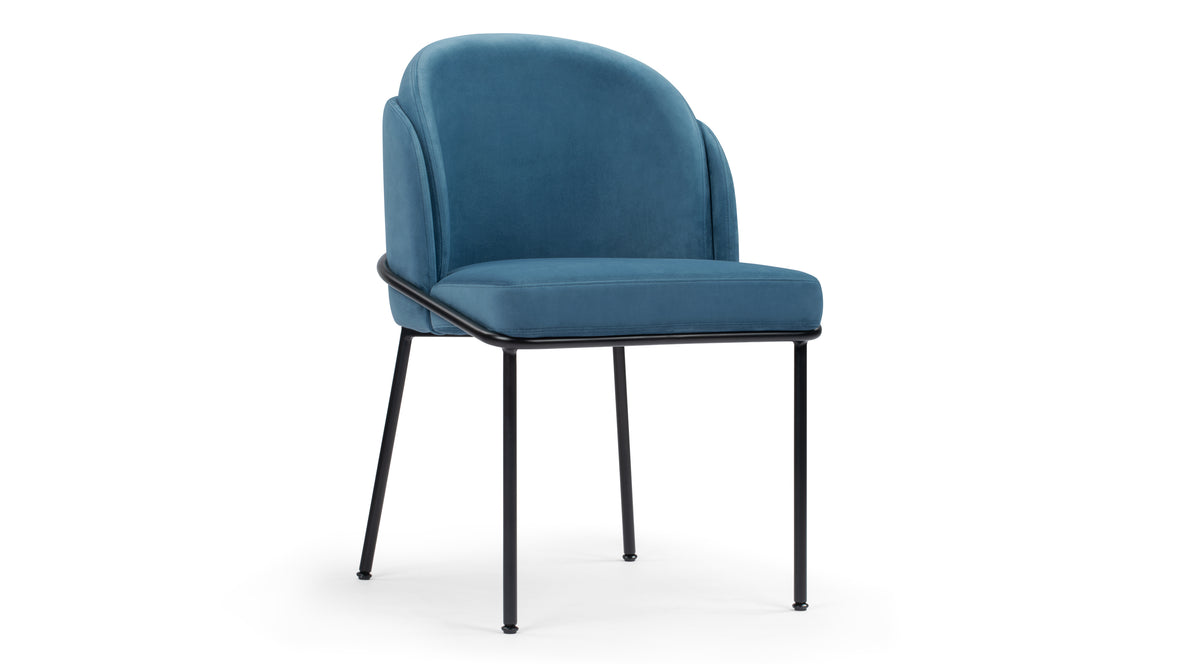 Aben - Aben Dining Chair, Aegean Blue Velvet and Black