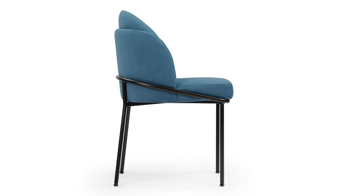 Aben - Aben Dining Chair, Aegean Blue Velvet and Black