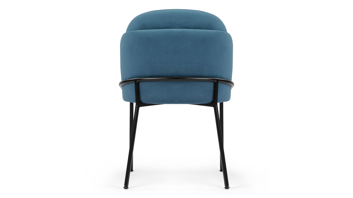 Aben - Aben Dining Chair, Aegean Blue Velvet and Black