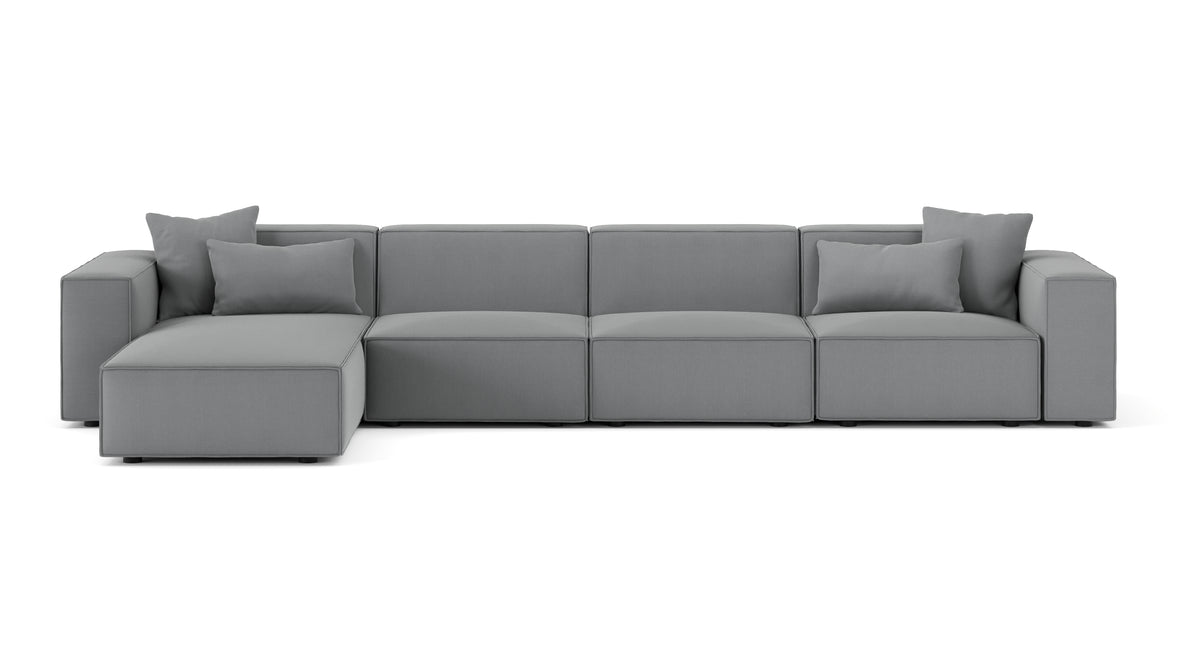 Arles - Arles Sectional, Large Left Chaise, Harbor Gray Flat Weave