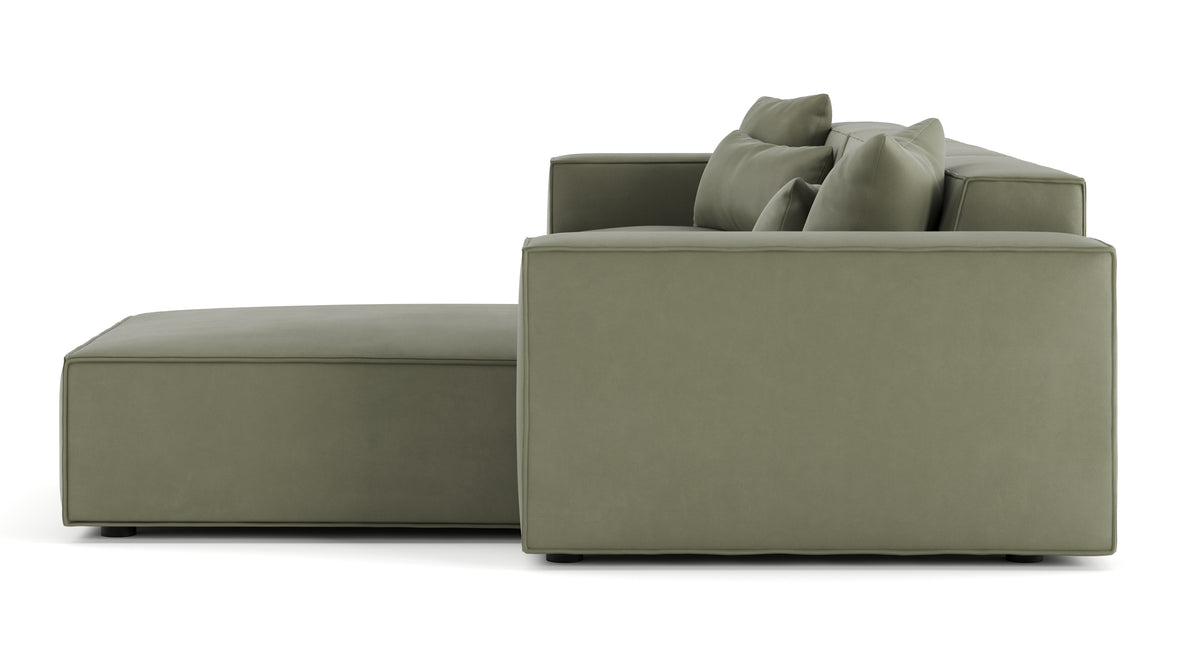 Arles - Arles Sectional, Large Right Chaise, Sage Vegan Suede