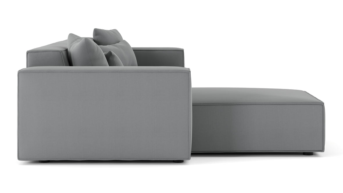 Arles - Arles Sectional, Three Seater, Left Chaise, Harbor Gray Flat Weave