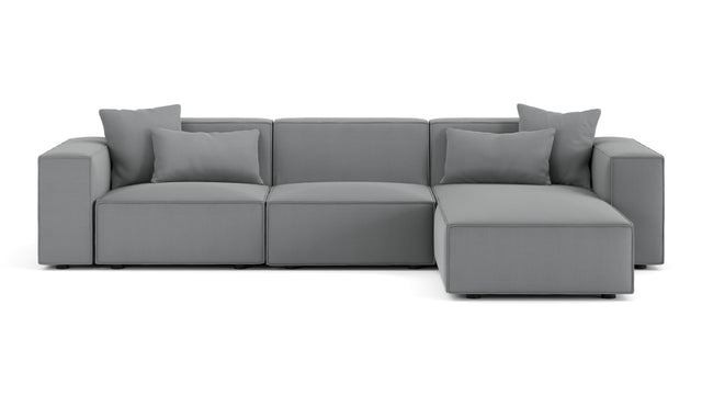 Arles - Arles Sectional, Three Seater, Right Chaise, Harbor Gray Flat Weave