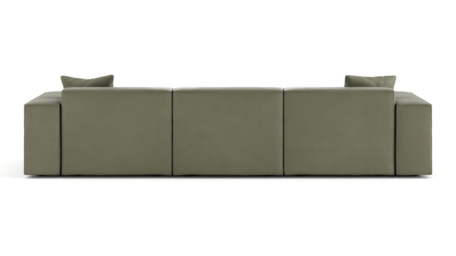 Arles - Arles Sectional, Three Seater, Right Chaise, Sage Vegan Suede