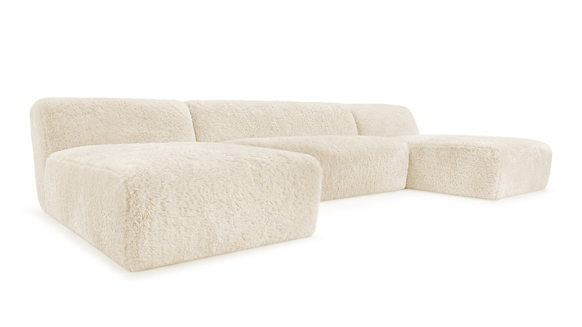 Iona - Iona Sectional, Double Chaise, White Long Hair Sherpa