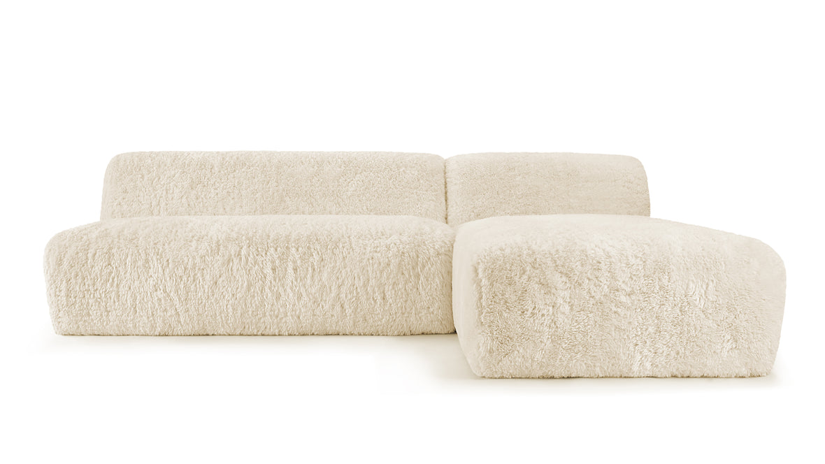 Iona - Iona Sectional, Right Chaise, White Long Hair Sherpa