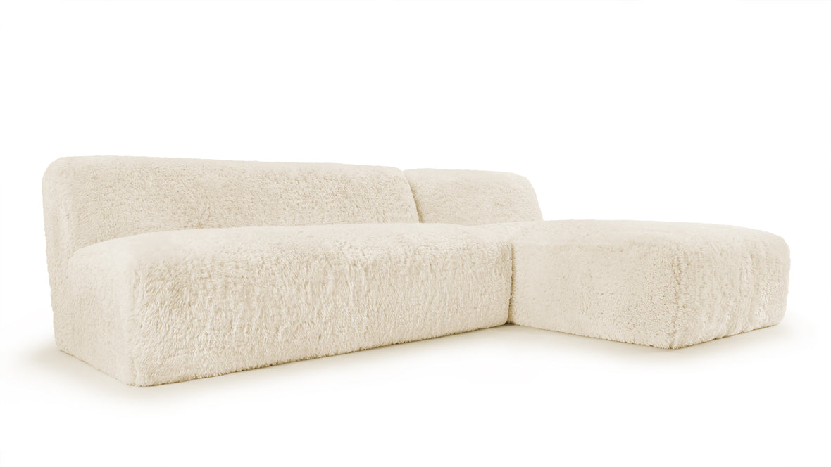 Iona - Iona Sectional, Right Chaise, White Long Hair Sherpa