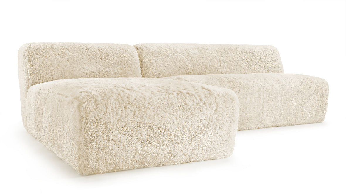 Iona - Iona Sectional, Left Chaise, White Long Hair Sherpa