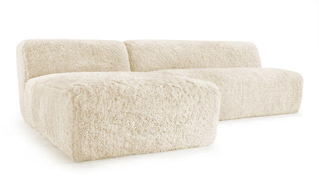 Iona - Iona Sectional, Left Chaise, White Long Hair Sherpa