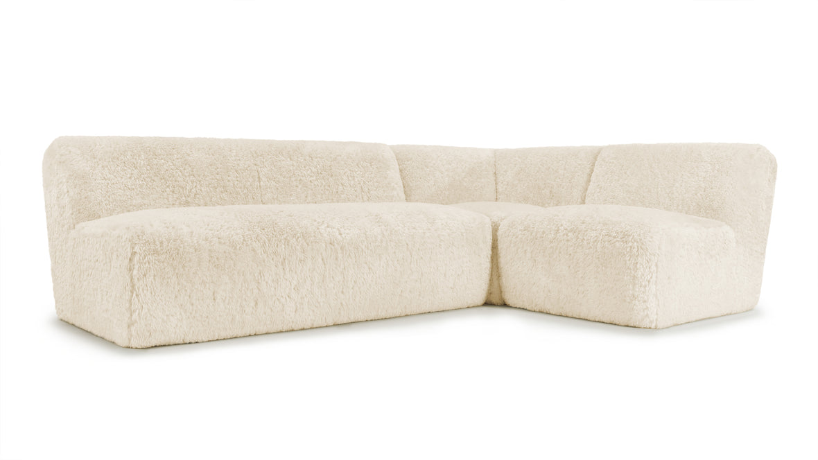 Iona - Iona Sectional, Right Corner, White Long Hair Sherpa