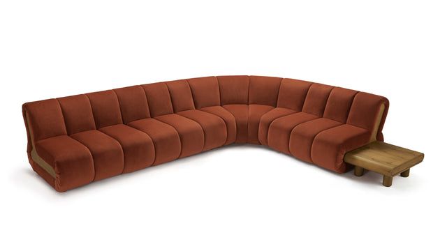 River - River Sectional, Large Right Corner, Russet Plush Velvet