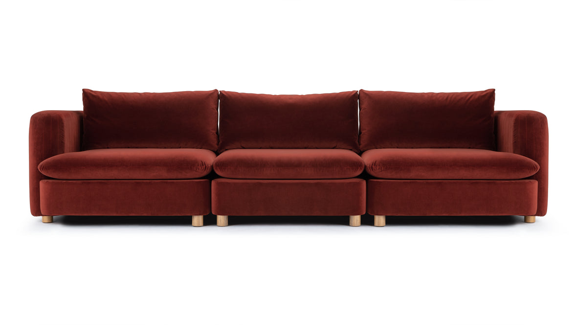 Morrell - Morrell Three Seater Sofa, Garnet Velvet