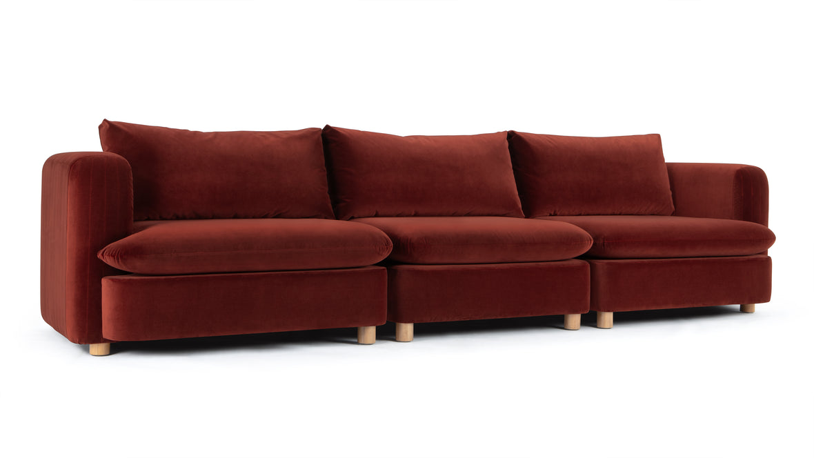 Morrell - Morrell Three Seater Sofa, Garnet Velvet