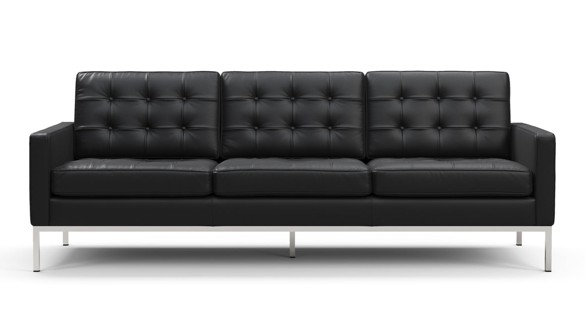 Florence - Florence Three Seater Sofa, Vintage Black Vegan Leather