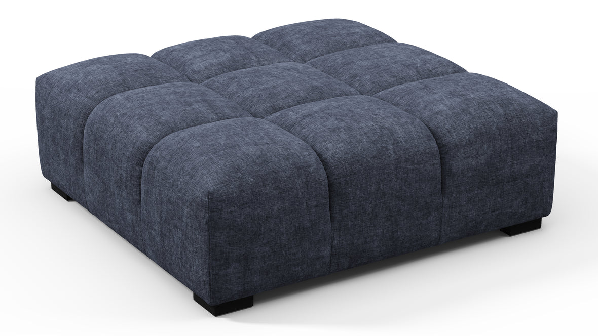 Tufted - Tufted Ottoman, Indigo Blue Chenille