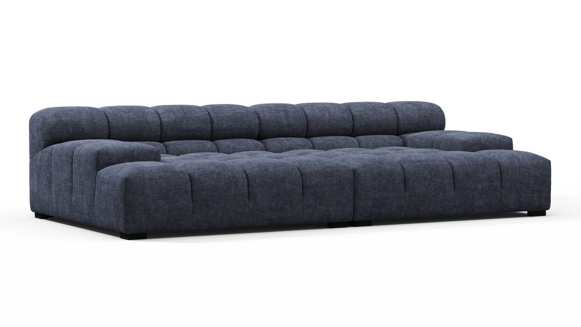 Tufted - Tufted Sectional, Extra Deep Sofa, Indigo Blue Chenille