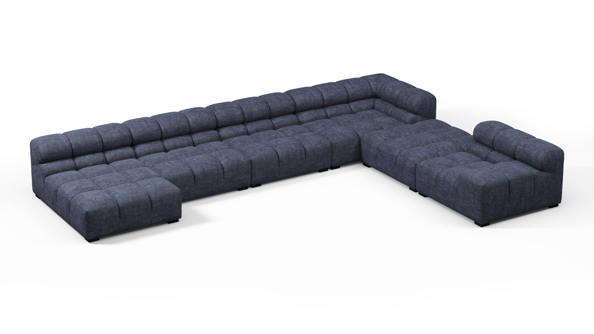 Tufted - Tufted Sectional, Extra Large Right Corner, Indigo Blue Chenille