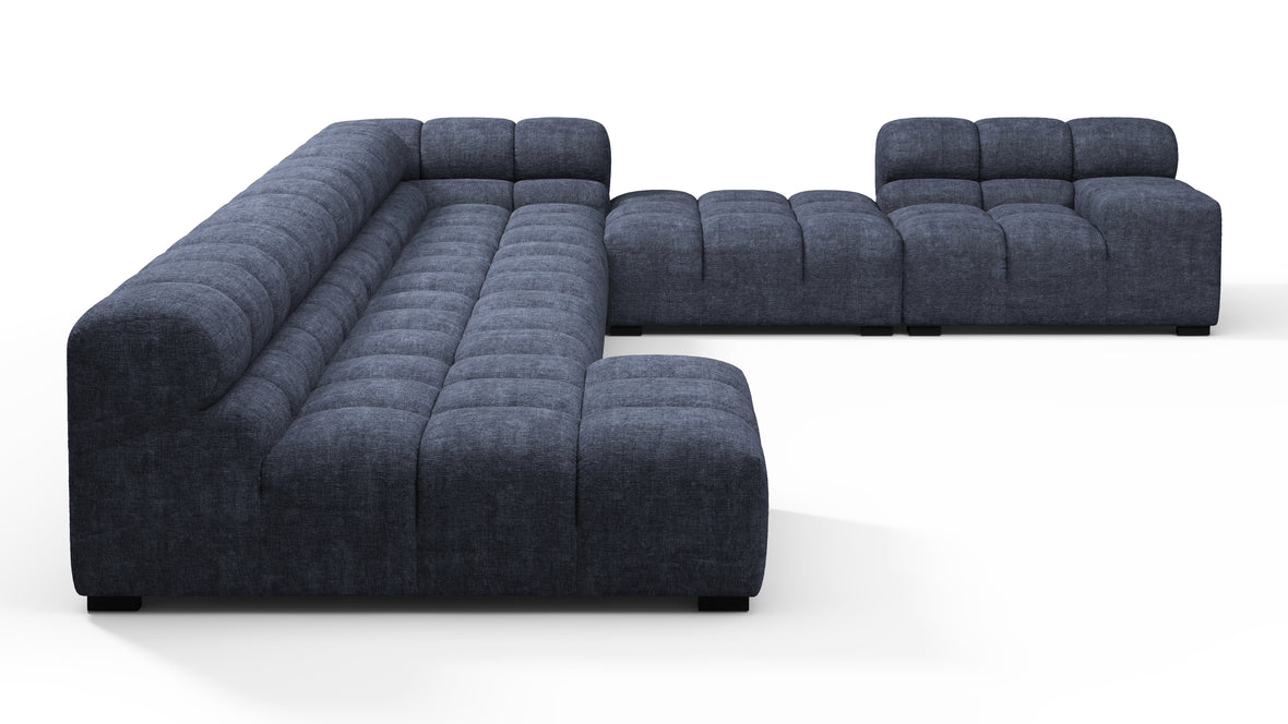 Tufted - Tufted Sectional, Extra Large Right Corner, Indigo Blue Chenille