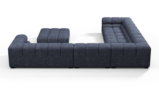 Tufted - Tufted Sectional, Large Left Corner, Indigo Blue Chenille