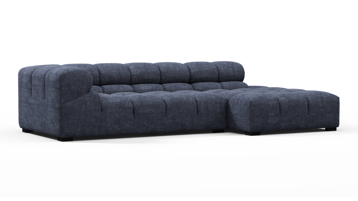 Tufted - Tufted Sectional, Small L, Right, Indigo Blue Chenille