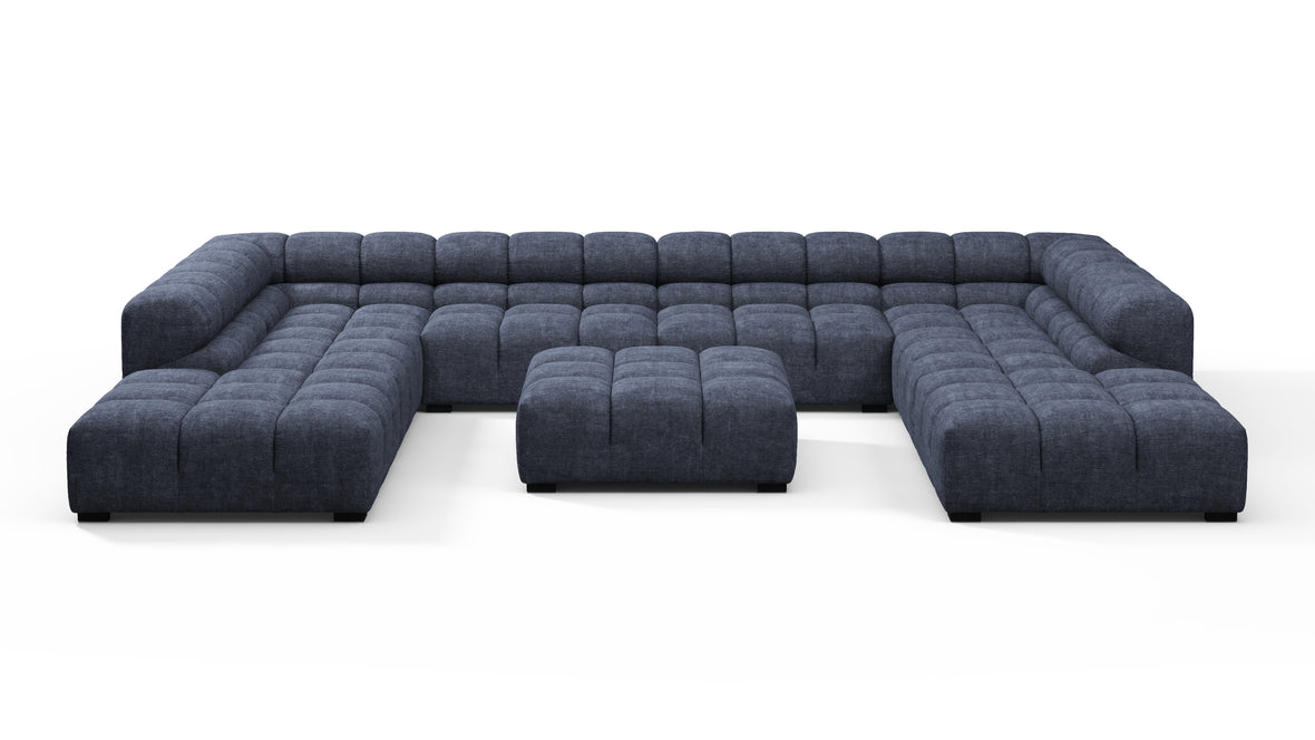 Tufted - Tufted Sectional, U Shape, Indigo Blue Chenille