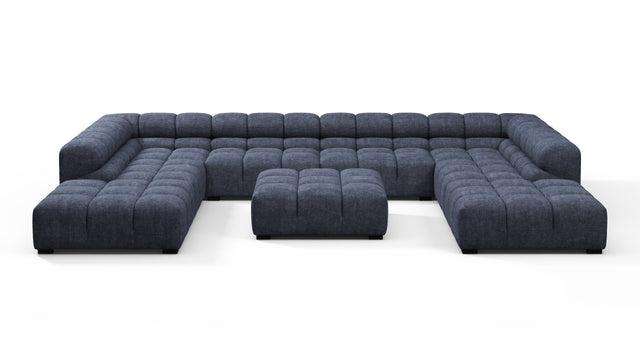 Tufted - Tufted Sectional, U Shape, Indigo Blue Chenille