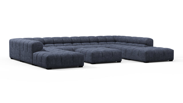 Tufted - Tufted Sectional, U Shape, Indigo Blue Chenille