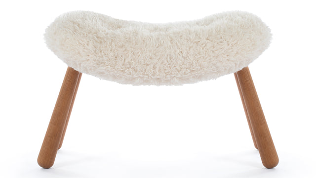 Clam - Clam Ottoman, White Long Hair Sherpa