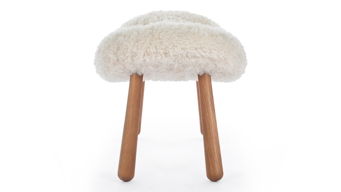 Clam - Clam Ottoman, White Long Hair Sherpa