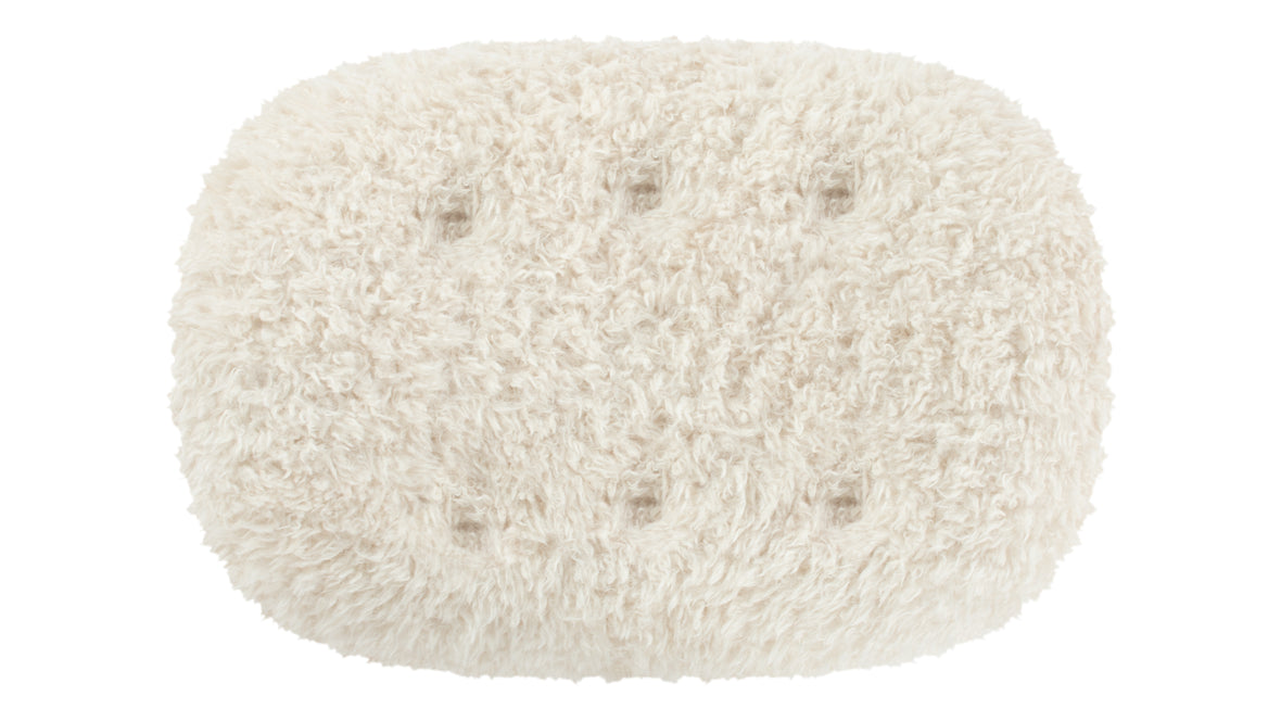 Clam - Clam Ottoman, White Long Hair Sherpa