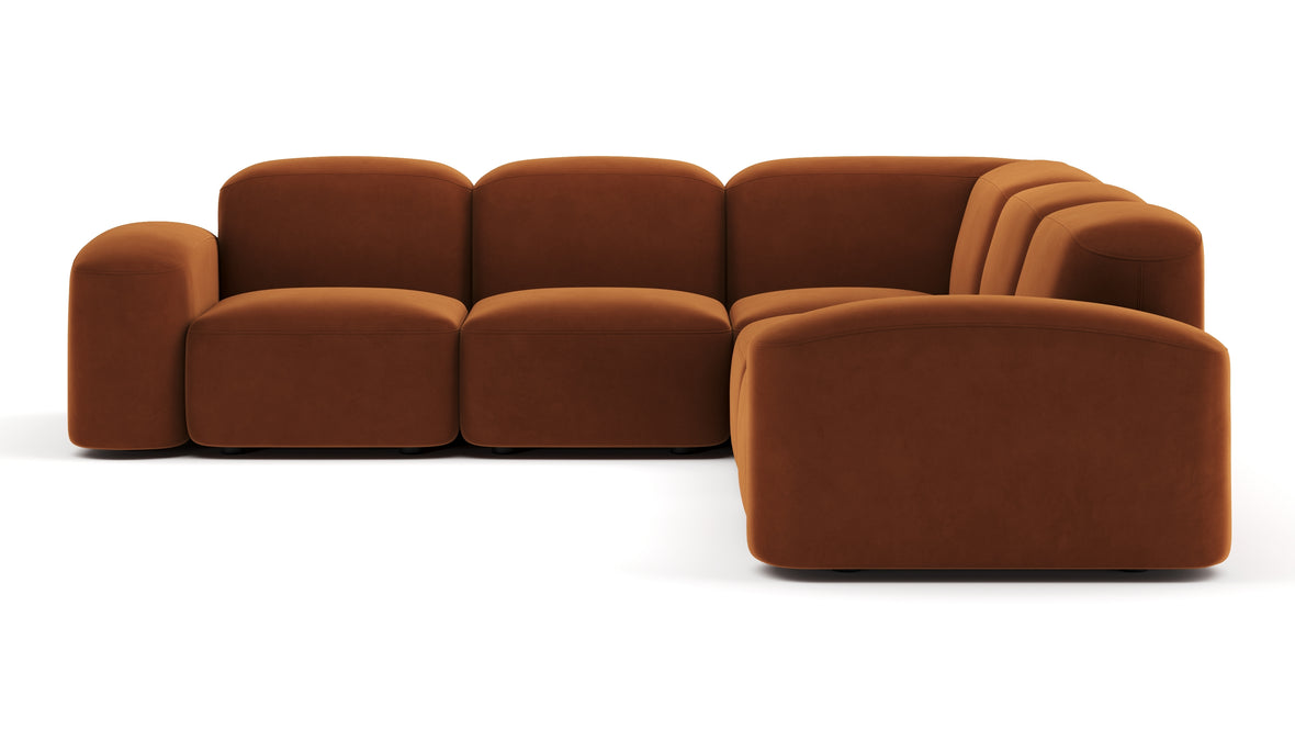 Muse - Muse Sectional, Large Left Corner, Burnt Orange Velvet