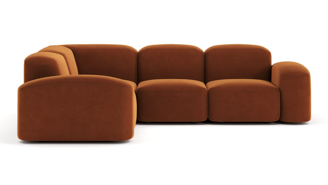 Muse - Muse Sectional, Small Left Corner, Burnt Orange Velvet